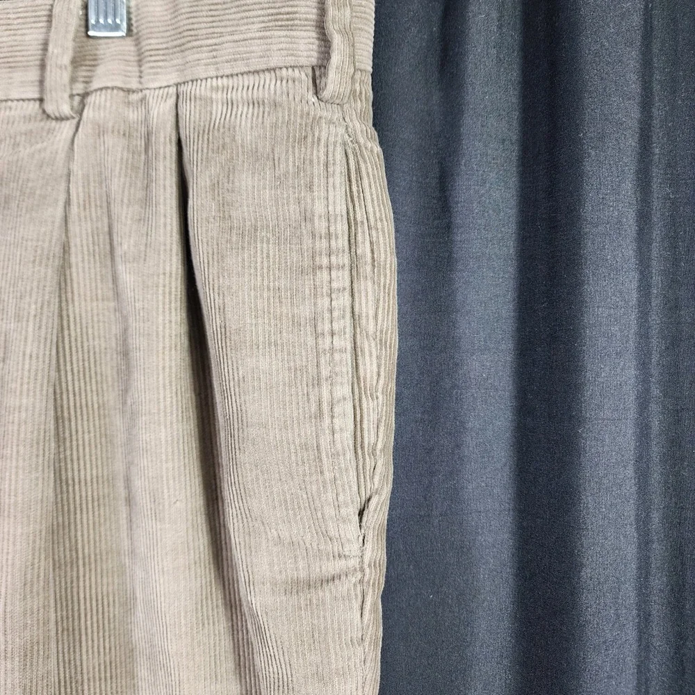 Jos. A. Bank Mens Pleated Corduroy Pants‎ Tan Khaki Cuffed Trousers 38 x 30.5